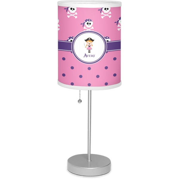 Custom Pink Pirate 7" Drum Lamp with Shade Linen (Personalized)