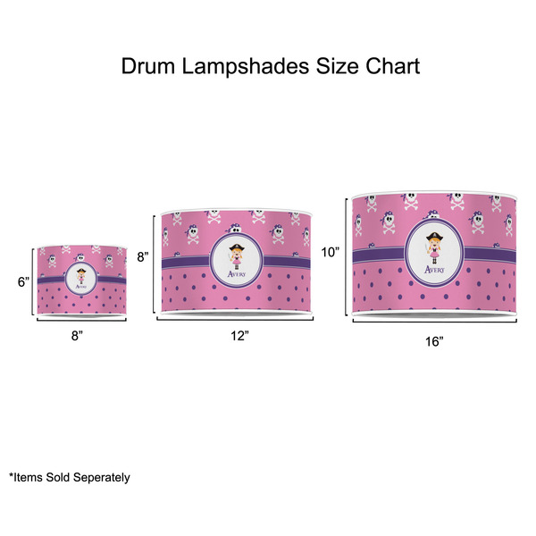 Pink Pirate Drum Lampshades - Sizing Chart