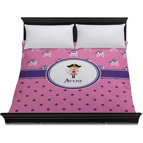Pink Pirate Duvet Cover - King - On Bed - No Prop