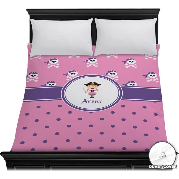 Custom Pink Pirate Duvet Cover - Full / Queen (Personalized)