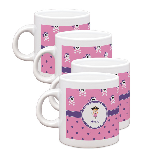 Custom Pink Pirate Single Shot Espresso Cups - Set of 4 (Personalized)