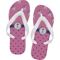 Pink Pirate Flip Flops - Medium (Personalized)