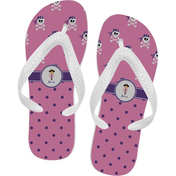 Custom Pink Pirate Flip Flops - Small (Personalized)