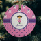 Pink Pirate Frosted Glass Ornament - Round (Lifestyle)