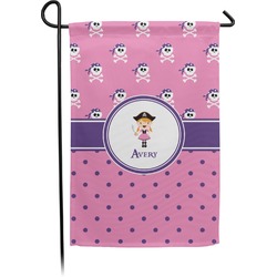 Pink Pirate Small Garden Flag - Double Sided w/ Name or Text