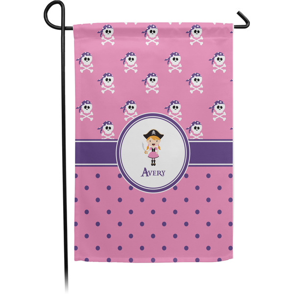 Custom Pink Pirate Small Garden Flag - Single Sided w/ Name or Text