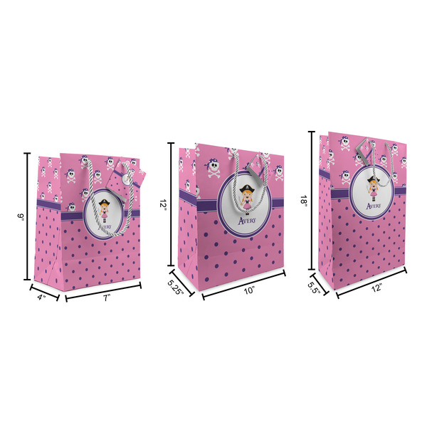 Pink Pirate Gift Bags - All Sizes - Dimensions