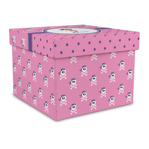 Custom Pink Pirate Gift Box with Lid - Canvas Wrapped - Large (Personalized)