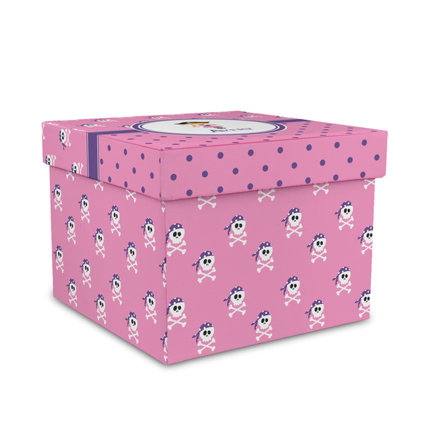 Custom Pink Pirate Gift Box with Lid - Canvas Wrapped - Medium (Personalized)