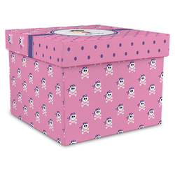 Pink Pirate Gift Box with Lid - Canvas Wrapped - X-Large (Personalized)
