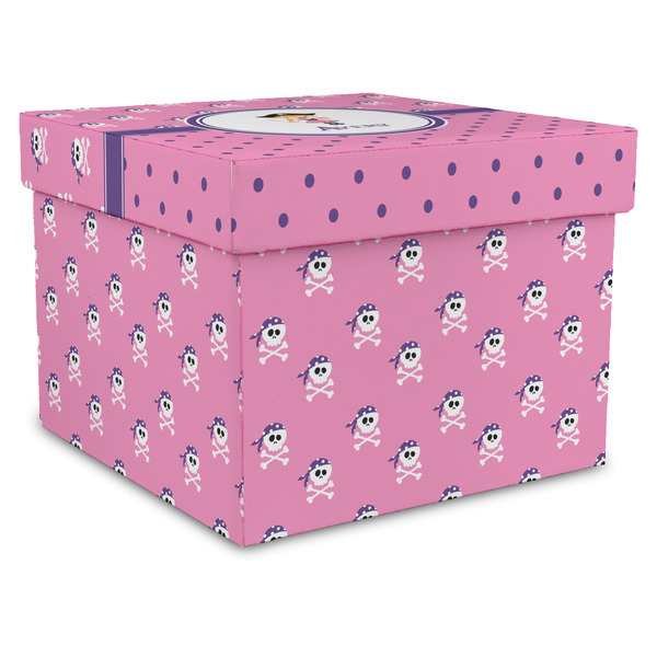 Custom Pink Pirate Gift Box with Lid - Canvas Wrapped - X-Large (Personalized)