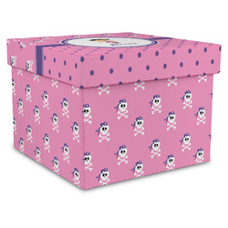 Pink Pirate Gift Box with Lid - Canvas Wrapped - XX-Large (Personalized)