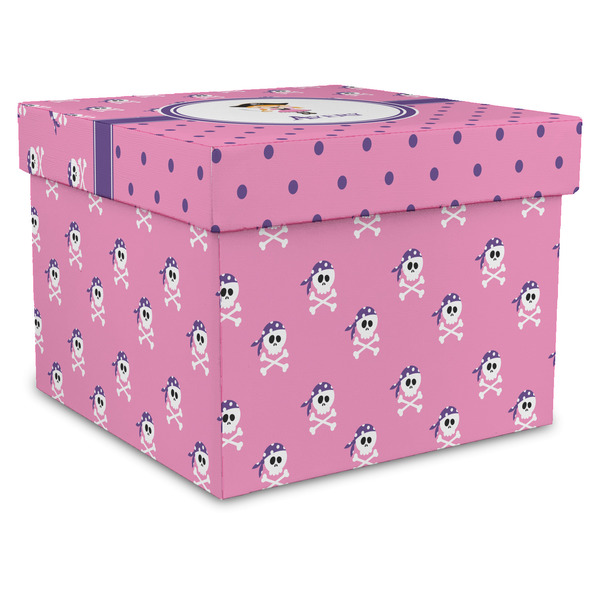 Custom Pink Pirate Gift Box with Lid - Canvas Wrapped - XX-Large (Personalized)