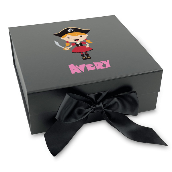 Custom Pink Pirate Gift Box with Magnetic Lid - Black (Personalized)