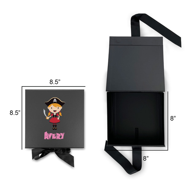 Pink Pirate Gift Boxes with Magnetic Lid - Black - Open & Closed