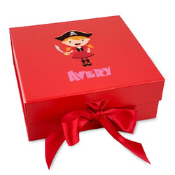 Pink Pirate Gift Box with Magnetic Lid - Red (Personalized)