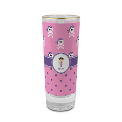 Pink Pirate 2 oz Shot Glass - Glass with Gold Rim (Personalized)