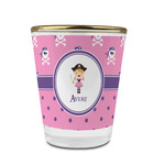 Pink Pirate Glass Shot Glass - 1.5 oz - with Gold Rim - Set of 4 (Personalized)