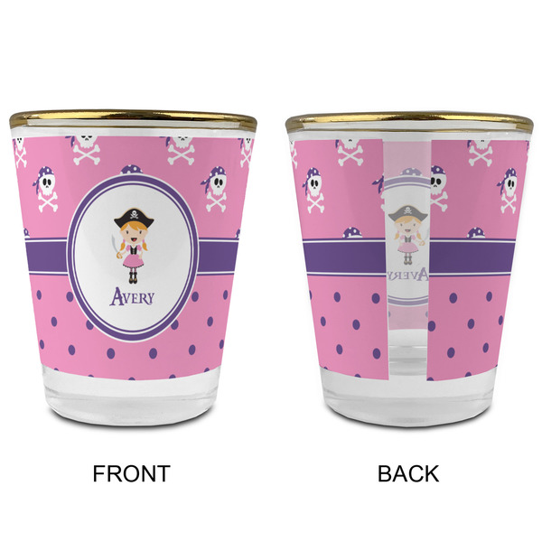 Pink Pirate Glass Shot Glass - with gold rim - APPROVAL