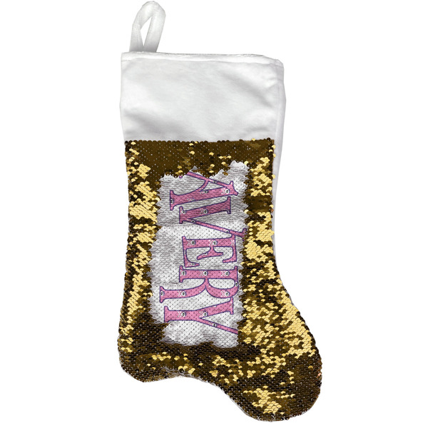 Pink Pirate Gold Sequin Stocking - Front