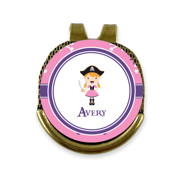 Custom Pink Pirate Golf Ball Marker - Hat Clip - Gold