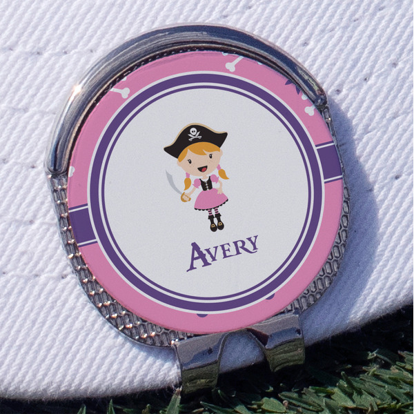 Custom Pink Pirate Golf Ball Marker - Hat Clip