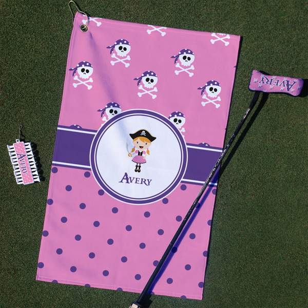 Custom Pink Pirate Golf Towel Gift Set (Personalized)