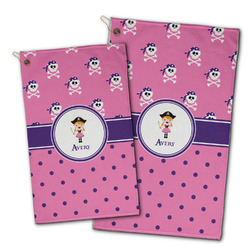 Pink Pirate Golf Towel - Poly-Cotton Blend w/ Name or Text