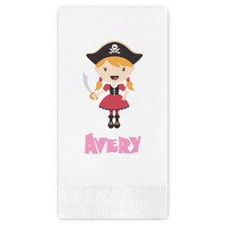 Pink Pirate Guest Napkins - Full Color - Embossed Edge (Personalized)