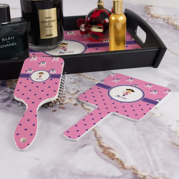 Pink Pirate Hair Brush and Hand Mirror - Bathroom Scene