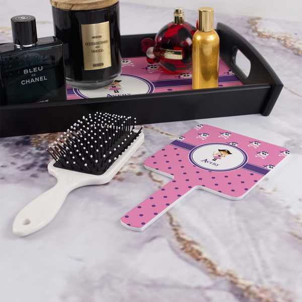 Pink Pirate Hand Mirror - With Hair Brush