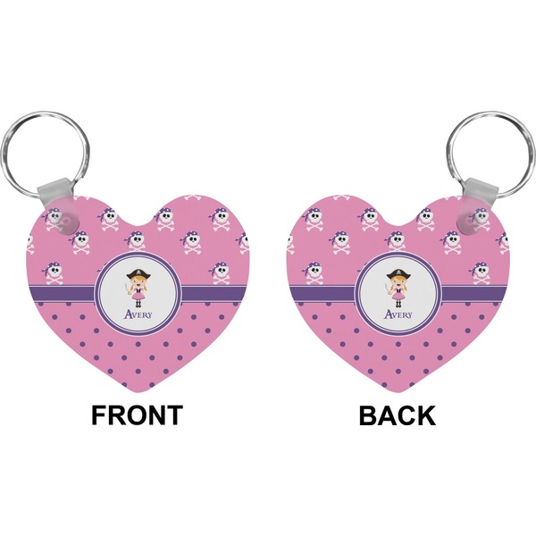 Pink Pirate Heart Keychain (Front + Back)