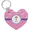 Pink Pirate Heart Plastic Keychain w/ Name or Text