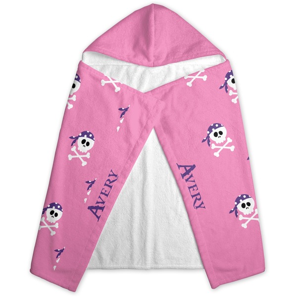 Pink Pirate Hooded Towel - Folded