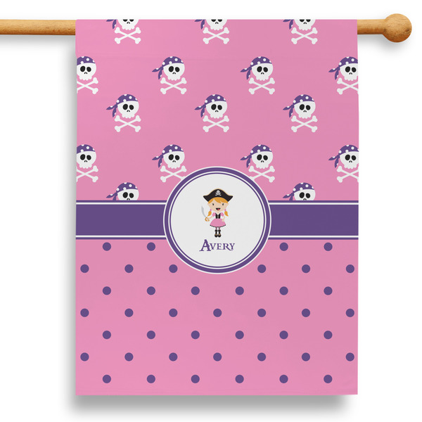 Custom Pink Pirate 28" House Flag (Personalized)