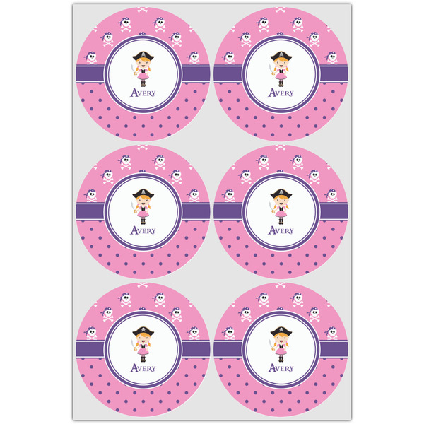 Pink Pirate Icing Circle - Large - Set of 6