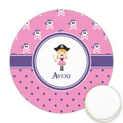 Pink Pirate Printed Cookie Topper - Round (Personalized)