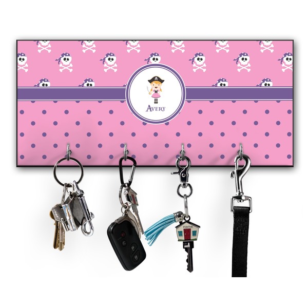 Custom Pink Pirate Key Hanger w/ 4 Hooks w/ Graphics and Text