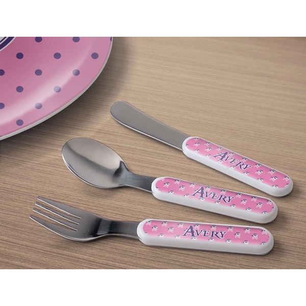 Pink Pirate Kids Flatware w/ Plate