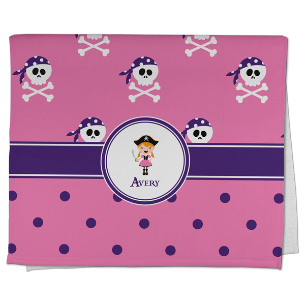 Custom Pink Pirate Kitchen Towel - Poly Cotton w/ Name or Text