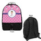 Pink Pirate Large Backpack - Black - Front & Back View