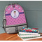 Pink Pirate Large Backpack - Gray - On Desk