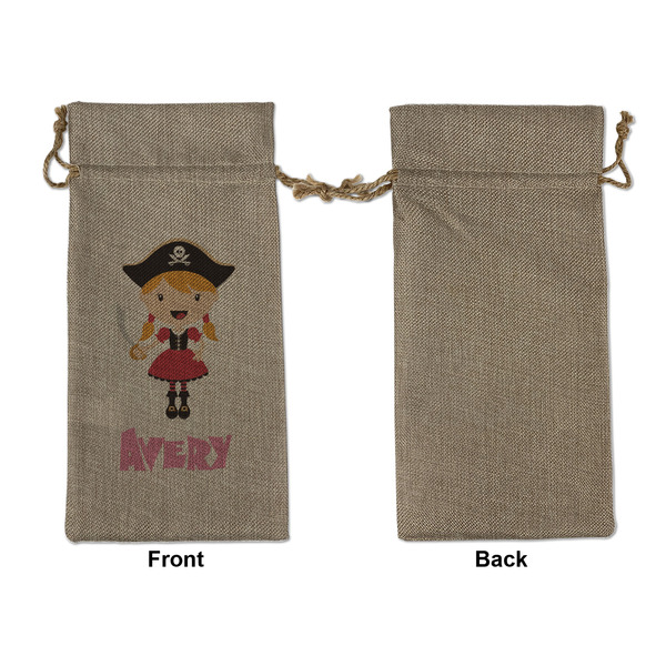 Pink Pirate Large Burlap Gift Bags - Front Approval