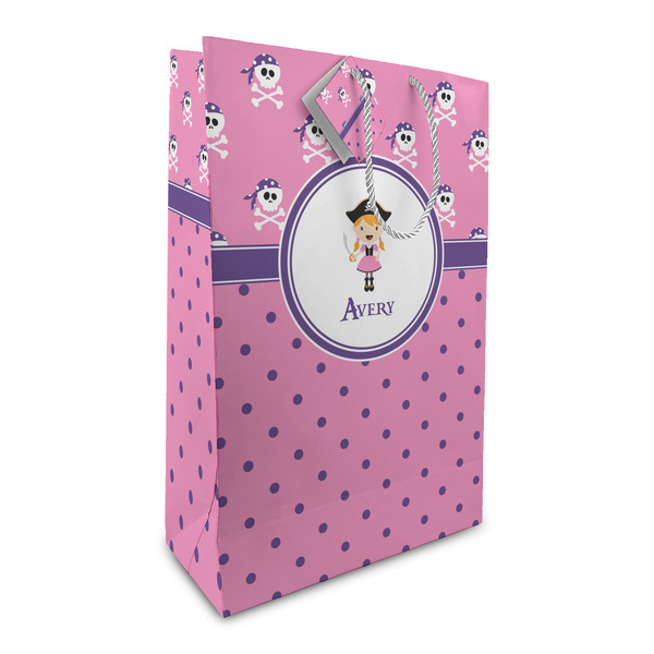 Custom Pink Pirate Large Gift Bag (Personalized)