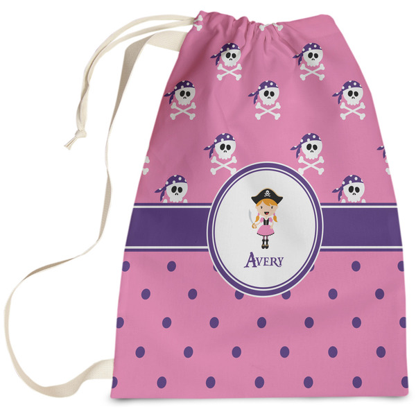 Custom Pink Pirate Laundry Bag - Large (Personalized)