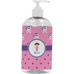 Pink Pirate Plastic Soap / Lotion Dispenser (16 oz - Large - White) (Personalized)