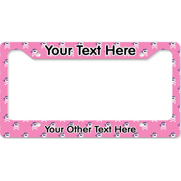 Custom Pink Pirate License Plate Frame - Style B (Personalized)