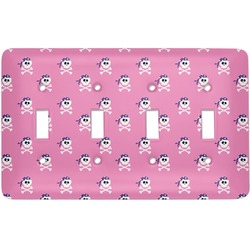 Pink Pirate Light Switch Cover (4 Toggle Plate)