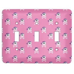 Pink Pirate Light Switch Cover (3 Toggle Plate)