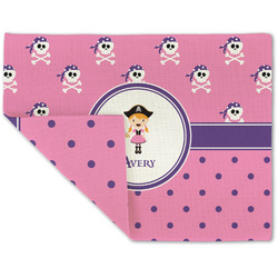 Pink Pirate Double-Sided Linen Placemat - Single w/ Name or Text